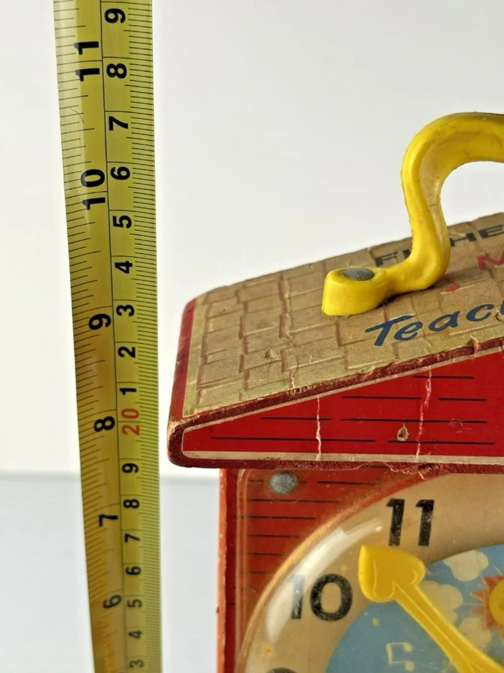 Vintage Fisher Price Music Box Teaching Clock 998 Wooden Toy As is